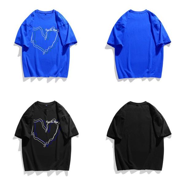 

summer mens t-shirts fashion casual round neck love print design loose cotton ice cool short-sleeved comfortable breathable pullover simple, White;black