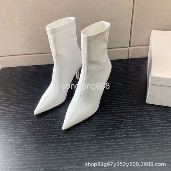 

boots j c's autumn and winter elastic adhesive fabric socks boots, pointed boots, Black
