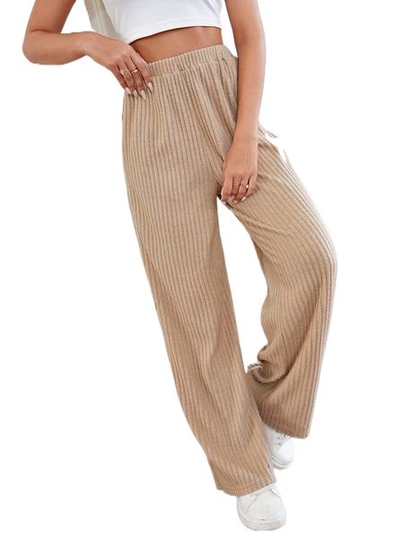 

elastic waist straight leg pants 78uk#, Black;white