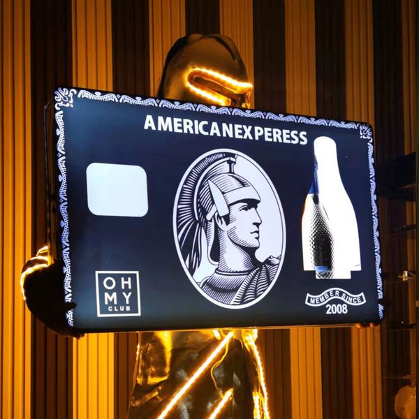 

bar accessies american express amex led wine bottle presenter glorifier display vip service tray growing cocktail wine holder for night club