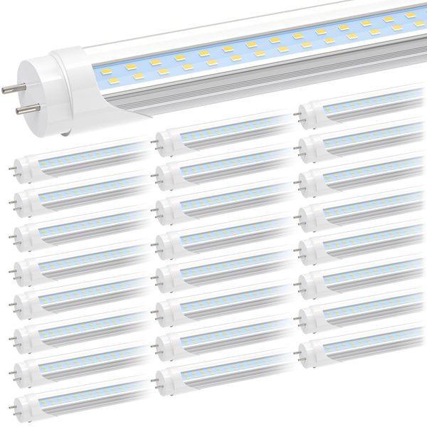 

us stock t8 led bulbs 4 foot 28w 6000k cool white tube lights 4ft fluorescent light bulb replacement ballast bypass double ended power