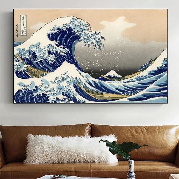 Abstract The Great Wave Surfing Poster Seascape Exhibition Canvas Painting Poster e stampe Wall Art Vintage Picture Home Decor