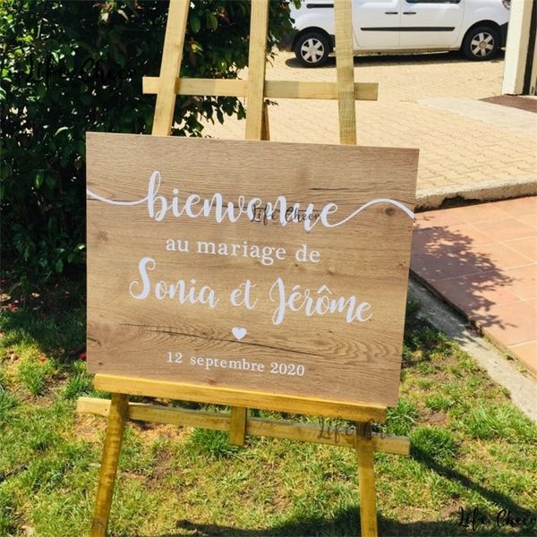 Personalizza adesivo Mairage Segno di benvenuto Specchio Bordo Decalcomanie in vinile Modello francese Decorazioni per matrimoni Art 220621