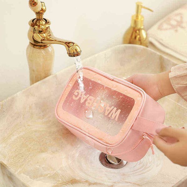 

transparent waterproof cosmetic bag portable korean beach storage portable swimming bag pvc waterproof cosmetic wash bag 220531