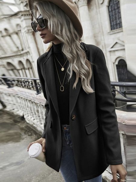 

single button flap detail blazer s2pp#, White