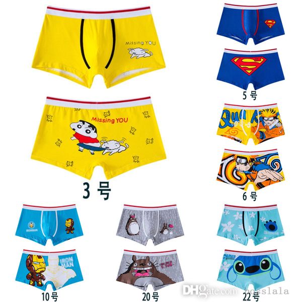 Moda shorts cuecas para jovens meninos grandes algodão dos desenhos animados impresso roupa interior dos homens respirável boxer melhor qualidade