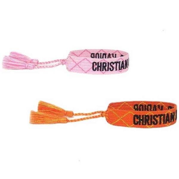 

classic luxury brand embroidery bracelets fashion women men bangles friendship charm bracelet woven adjustable tassel vintage couple braided, Golden;silver