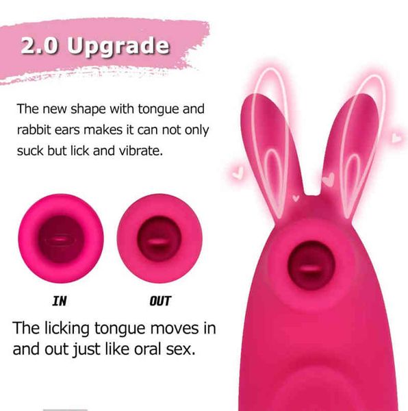 NXY Pump Toys 3 IN 1 Saugen Lecken Kaninchen Vibrierender G-Punkt Vibrator Nippelstimulation Zungenmassagegerät Sexspielzeug für Frauen Paare 1125