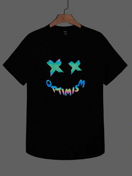 

men reflective cartoon face pattern tee j5xp#, White;black