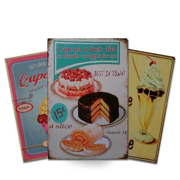 

canteen food vintage metal , 20cm x 30cm, hamburger dog pizza retro signs for cafe kitchen restaurant.qzgc