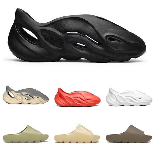 

designer comfortable yezzies boost slides slide slipper earth brown mxt moon grey foam runners slippers cream yellow womens men sandals soot, Black