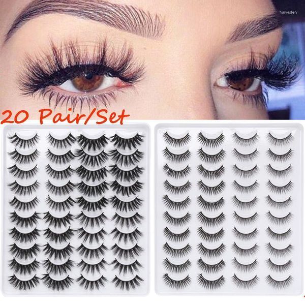 Falsche Wimpern, 8/20 Paar, 3D, natürlich, buschig, kreuz und quer, dick, lang, schwarz, wispy, Glam-Mix, Faux-Nerz, Make-up-Tools, False Harv22