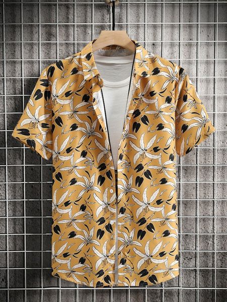 

men random allover floral print shirt without tee w5yi#, White;black