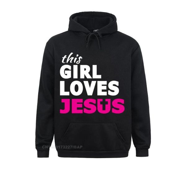 Felpe con cappuccio da uomo Felpe con cappuccio This Girl Loves Jesus Faith Based Quote Christian Pullover Hoodie Latest Normal Women Sportswears Fitness