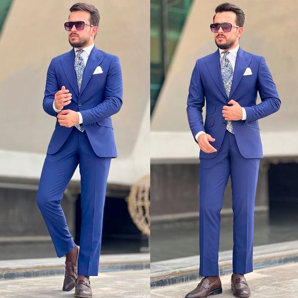 Tuxedos personalizados para homens ternos de festa noivo Smokings slim Fit Two Peques Beach for Men atingiu um traje formal de lapela