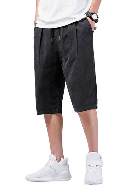 

men solid plicated detail shorts c7fs#, White;black
