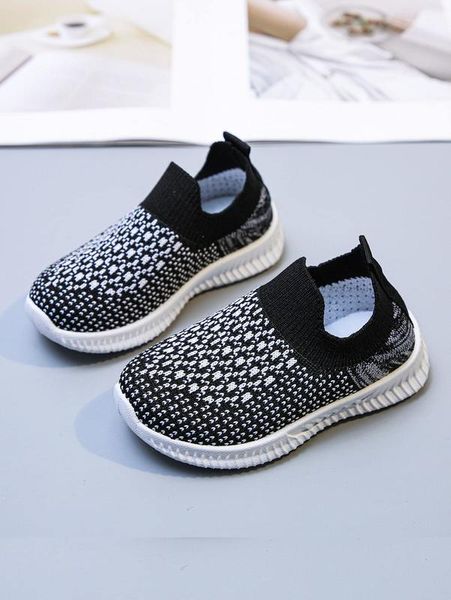 

boys knit detail slip on sneakers she, Black