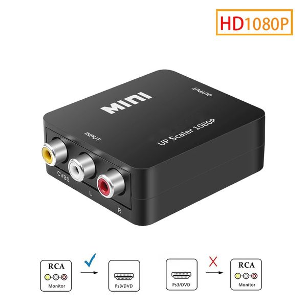 Nuovo adattatore convertitore Full HD maschio a femmina RCA AV TO HDMI compatibile Convertitore audio composito CVBS AV2HDMI