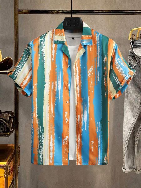 

men block striped shirt without tee l8fp#, White;black