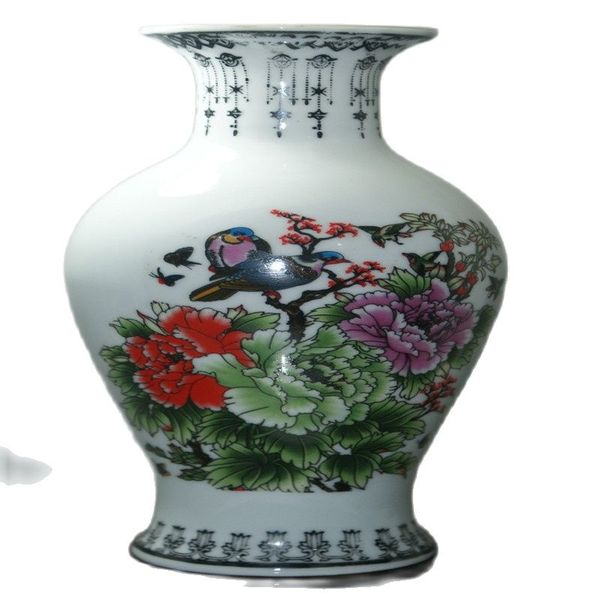 

fine old china porcelain five color painted flower bird ceramic vases porcelain classic ceramic home decor decoration vases, Silver