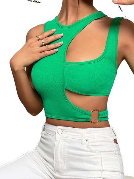 

o-ring linked cut out crop l1kv#, White