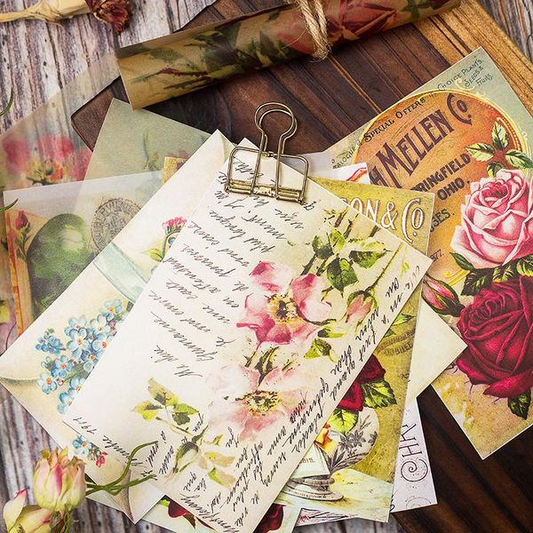Подарочная упаковка Zfparty 12pcs Retro Flower Vellum Paper Cuts для скрапбукинга счастливого планировщика/проекта по созданию карт/журнала