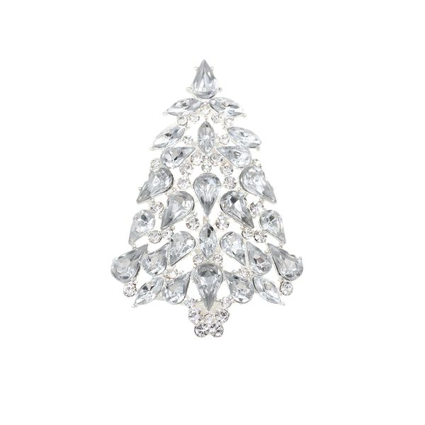 

100pcs/lot crystals rhinestone women jewelry christmas tree pin brooch clear silver plated brooches, Gray