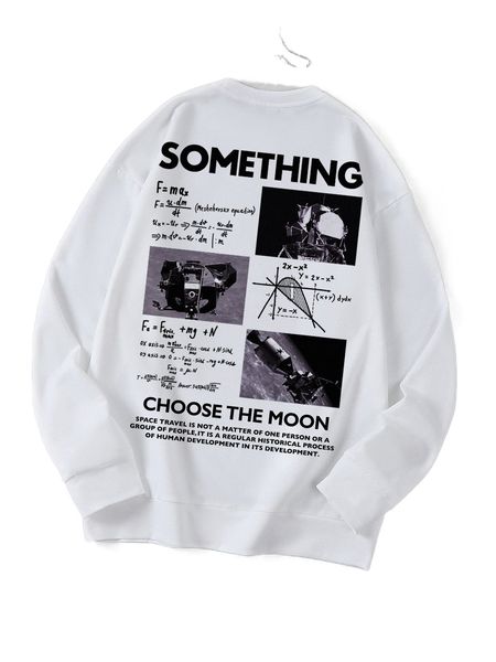

men space and slogan graphic sweatshirt y9no#, Black
