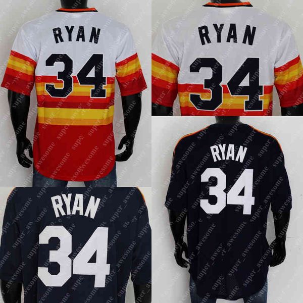 

34 nolan ryan jersey white navy stitched, Black