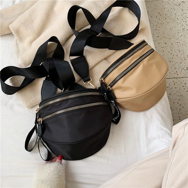 

50pcs waist bags women pu plain large capacity double zipper solid fanny packs mix color