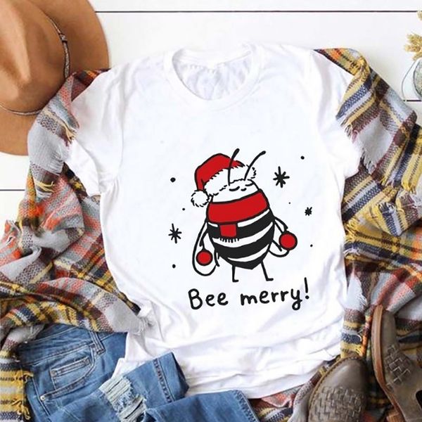 

bee merry christmas gift women tshirt save the bees tshirt girs tee shirt aesthetic kawaii ladies shirts y200109, White
