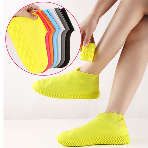 Stivali da pioggia in silicone Copriscarpe impermeabili Copriscarpe resistenti all'acqua Unisex Antiscivolo Resistenti all'usura Riutilizzabili per interni ed esterni Giorni di pioggia Protezioni per scarpe HW0219