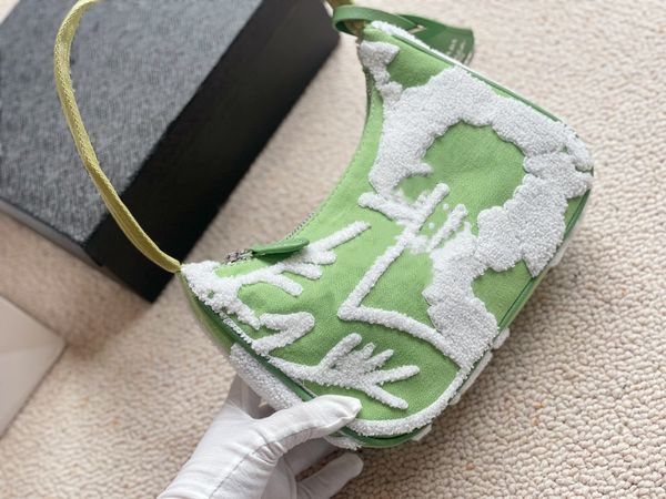 

embroidered twill women's underarm shopping bag fashion handbag terry fabric p letter large capacity packing pocket wallet multicolor