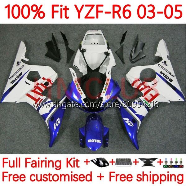 100% Fit OEM Corpo para Yamaha YZF-R6 YZF600 YZF R 6 600 CC 03-05 Bodywork 9no.33 YZF R6 600CC YZFR6 03 04 05 Cowling YZF-600 2003 2005 2005 Injecção Jogo Branco Azul