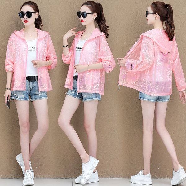 

women's cape sunscreen clothes transparent long sleeve jacket anti ultraviolet summer beach wear sunscreen cover-up women men loose blo, Black