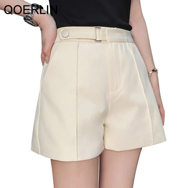 

qoerlin chic allmatch suits short women plus size s3xl elegant shorts office ladies wide leg casual shorts spring summer 210412, White;black