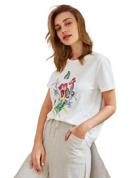

floral and butterfly print g7sv#, White