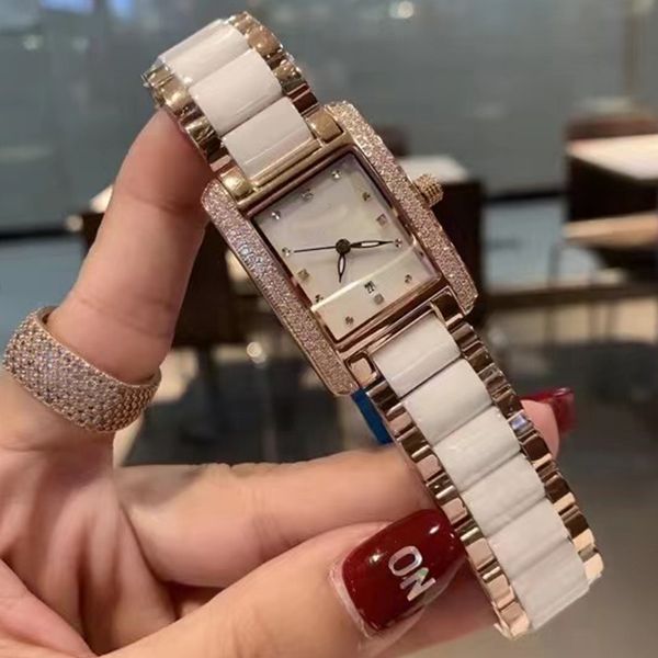 Relógio designer relógio feminino importado movimento de quartzo cerâmica toda banda de aço relógio feminino de luxo