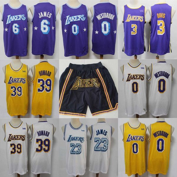 

los angeles''lakers''men jersey lebron 23 6 james 0 russell westbrook 39 dwight howard anthony 3 davis basketball jersey, Black;red