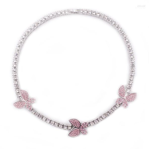 Chokers 2022 Spring Women's Small Size Butterfly Charm Hip Hop Crystal Chocker 1 ряд теннисной цепь заморожен