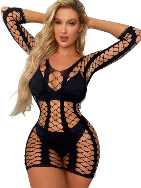 

hollow out mesh bodycon dress without liner n2n8#, Black;red