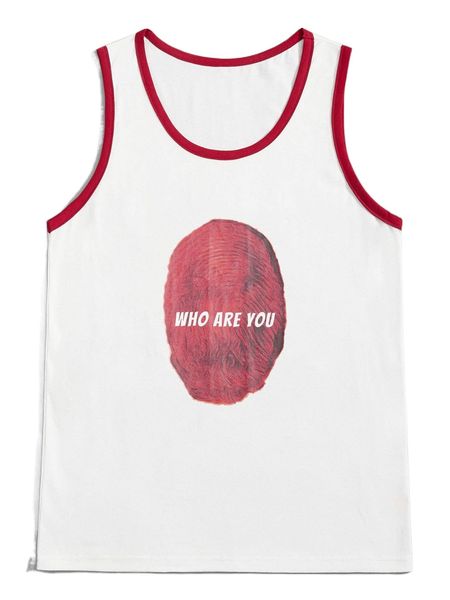 

romwe guys fingerprint graphic ringer tank h69r#, White;black