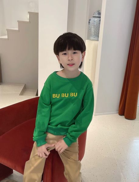 

boys girls pullovers baby sweaters kids designer clothes green pullover sweater with letter o-neck new long sleeve cotton size 100-160, Blue
