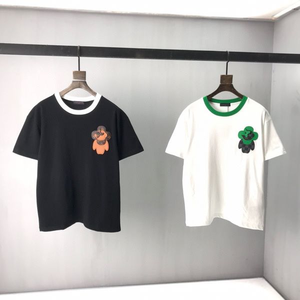 

2022ss spring and summer new high grade cotton printing short sleeve round neck panel t-shirt size: -l-xl-xxl-xxxl color: black white 605, White;black