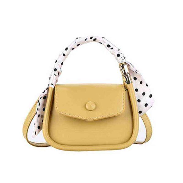 

2021 new arrivals women's cross body bag for female pu leather orange solid color ribbon decoration design shopping style bag g220524