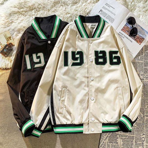 Jackets masculinos japoneses de rua de streetwear japonês de alta qualidade estilo casaco de primavera de letras de hip-hop bordando bombardeiro vintage