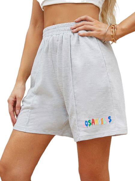 

letter graphic elastic waist track shorts d0cx#, White;black