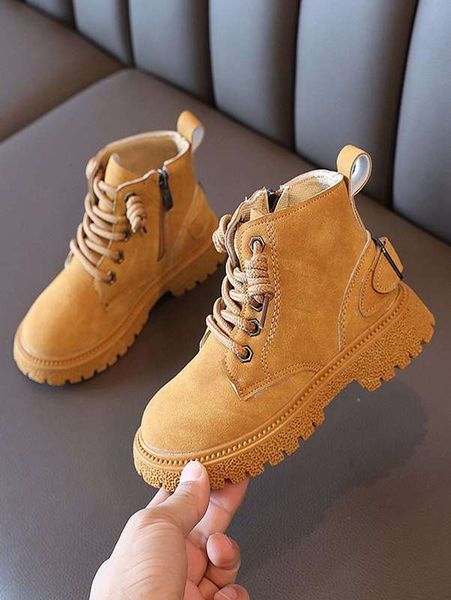 

toddler kids buckle decor side zipper boots she, Black;grey