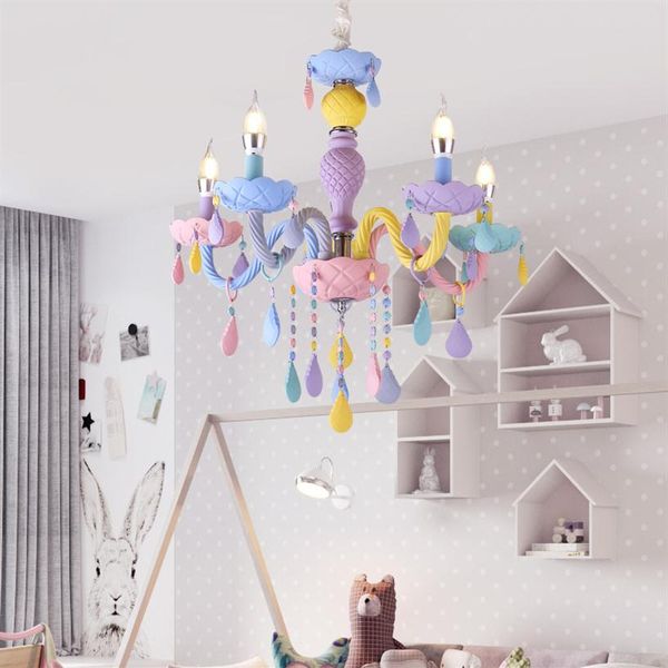 

new modern kids room chandeliers bedroom children nursery princess hanging lamp indoor house macaron color girls room chandelier3503