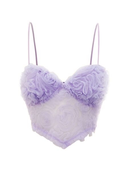 

floral mesh hanky hem cami f70s#, White